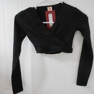 Mirella  Black Mock Wrap Top- Child 8/10-  NWTag